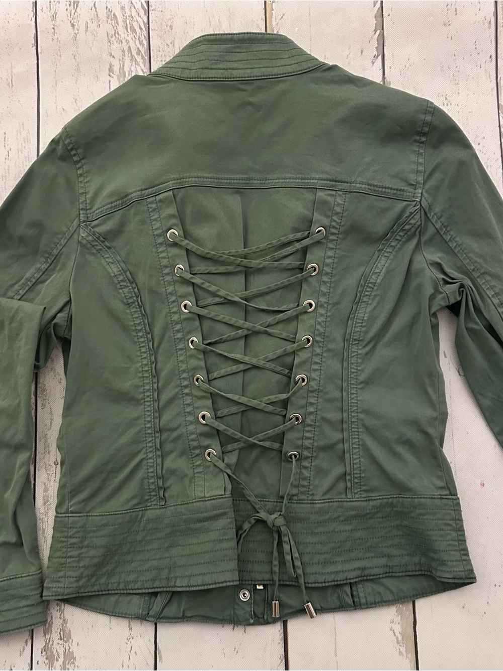 Sz 4 White House Black Market Olive Utility Jacket - Picture 9 of 14